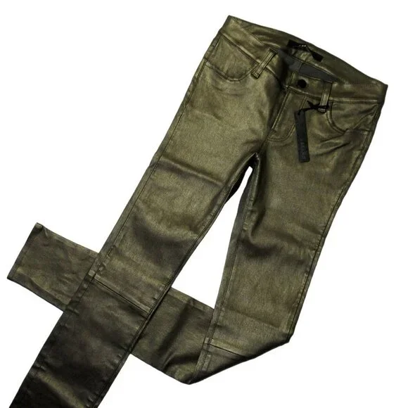 NWT J Brand L624 Stacked Super Skinny in Gold Rush Lambskin Leather Pants 25